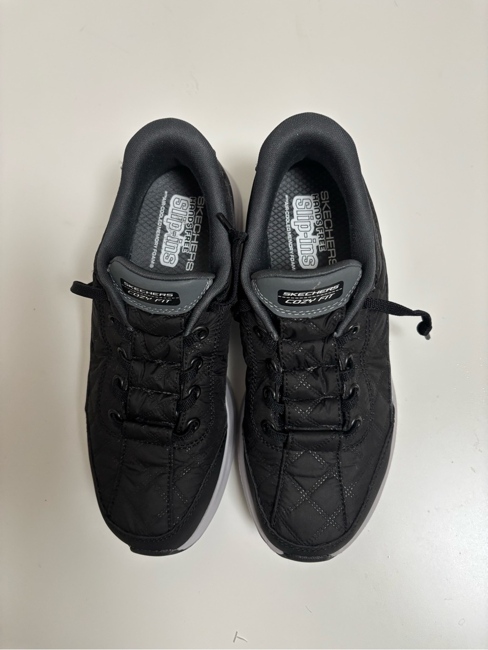 Skechers Children’s Black Slip-Ins Quilted Comfort Sneakers
